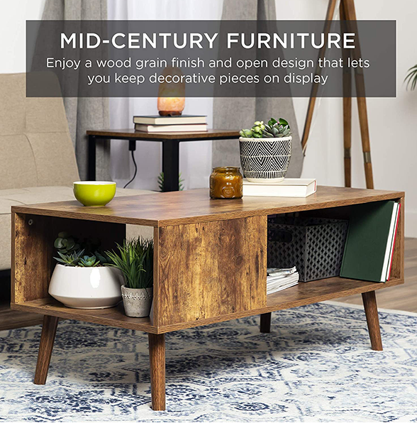 Best Choice Products Wooden Mid-Century Modern Coffee Table