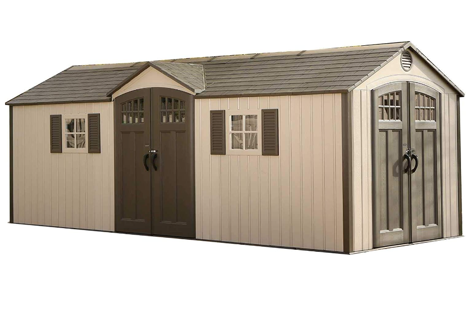 Lifetime 60127 20 x 8ft Outdoor Storage Shed, Desert Sand