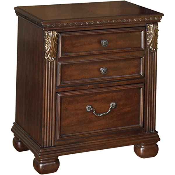 Signature Design by Ashley Leahlyn Traditional 2 Drawer Nightstand, Warm Brown, 25