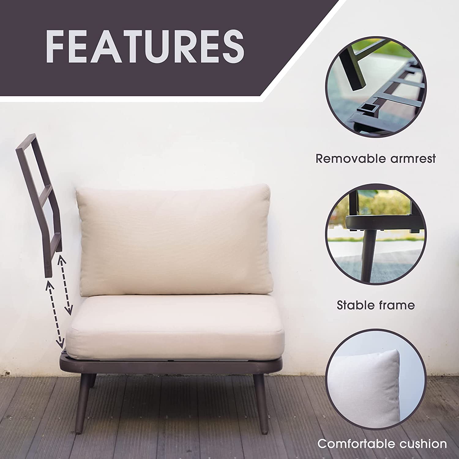 BLUU garden furniture corner sofa set outdoor multiple combination dialogue set with cushions and dust cover/weather resistance, rust prevention/easy to assemble