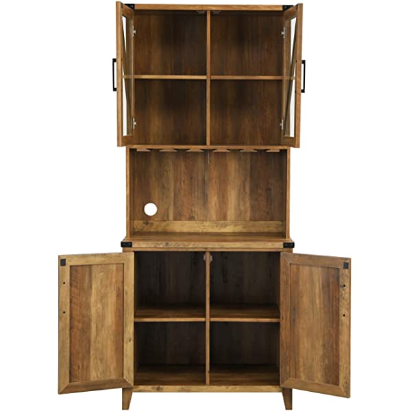 Mahogany Bar Cabinet with Upper Glass Cabinet