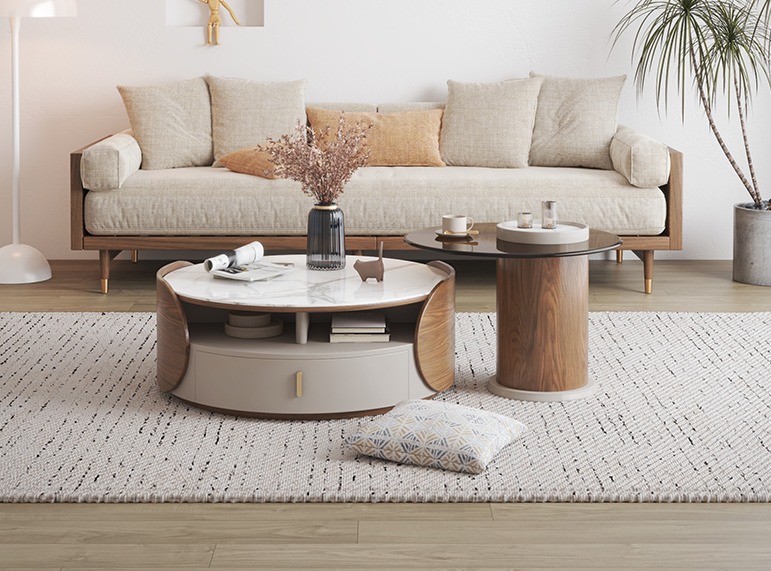 round coffee table coffee table living room household two-piece set