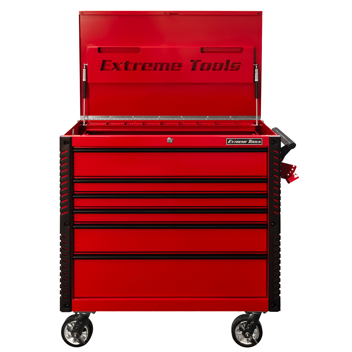 used toolboxExtreme Tools 41 6-Drawer Deluxe Tool Cart with Pry Bar Holders And Flip Top