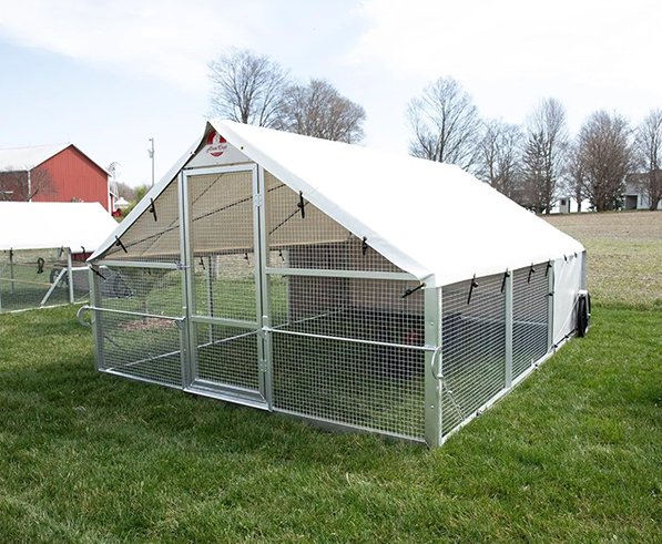 Chicken Coop, 3mx4mLarge Metal Walk-in Poultry Cage Kennel with Waterproof Cover.