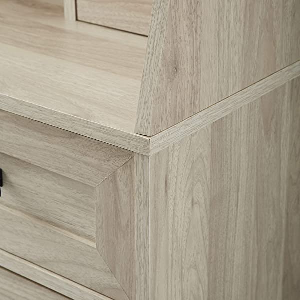 Walker Edison Secretary Hutch Wood Desk with Keyboard Drawer Bookshelf Storage Home Office Storage Cabinet, 64 Inch, Dark Walnut Dark Walnut Desk