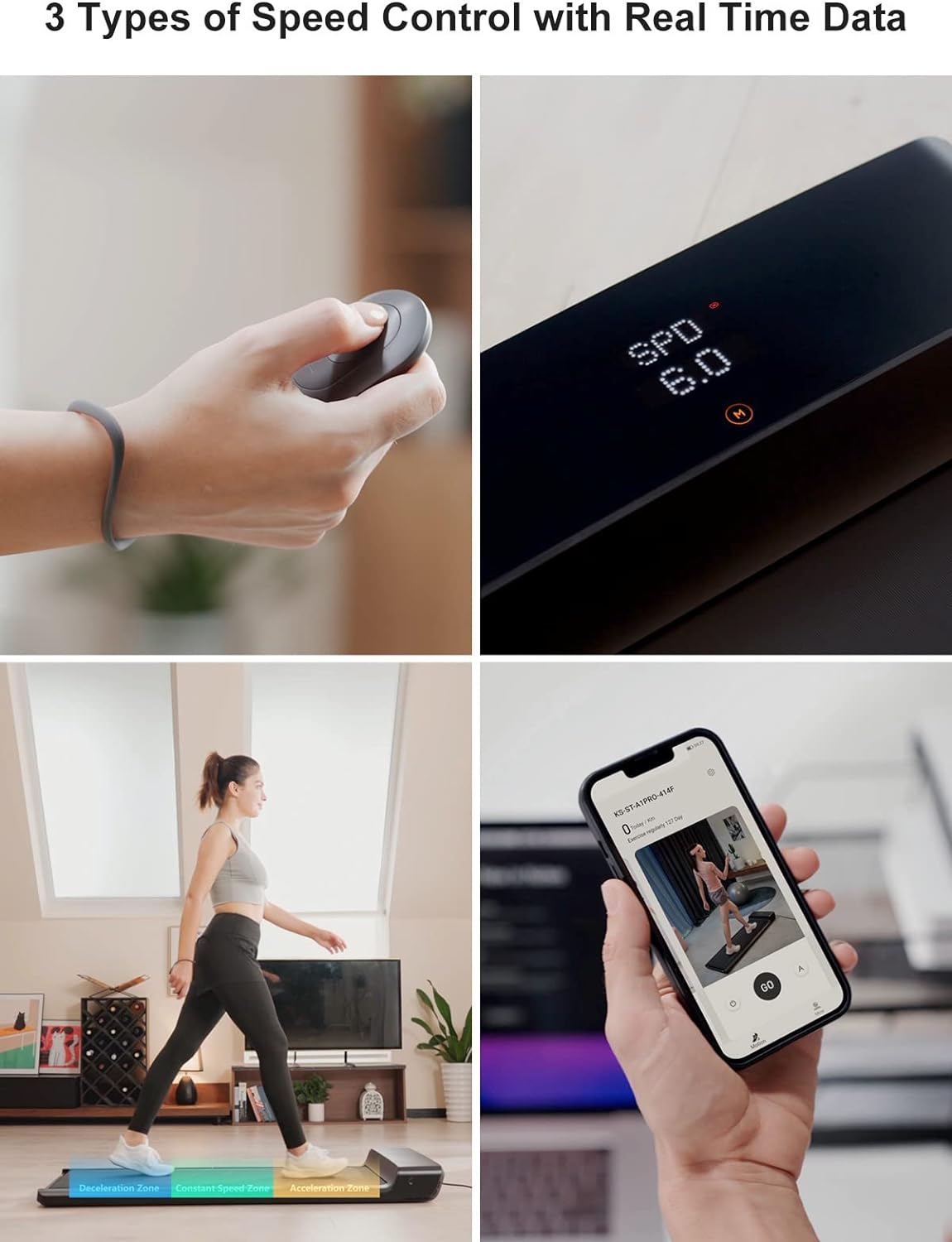 WalkingPad A1 Pro Folding Treadmill, 1.25HP 932W Under Desk Treadmill Quiet Motor 0.5-6km/h Walking Pad for Home Office