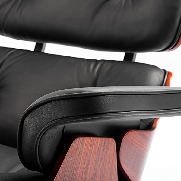 Mid Century Lounge Chair and Ottoman, Modern Chair Classic Design, Top Grain Leather Palisander Wood, Heavy Duty Base Support for Living Room, Study, Lounge, Office (Nomal, Style1-1) Nomal Style1-1