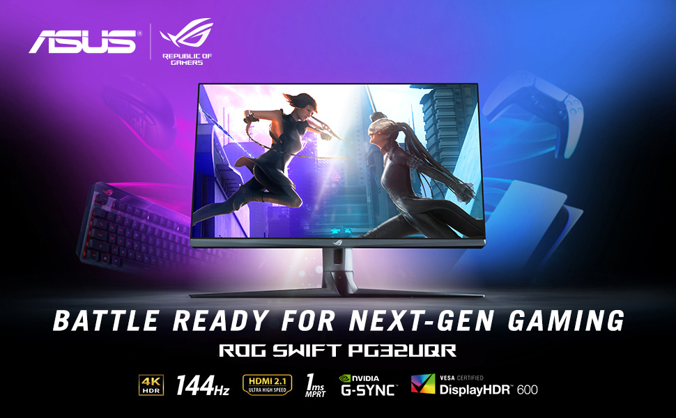 ASUS ROG Swift PG32UQR 32&rdquo; 4K HDR 144Hz DSC HDMI 2.1 Gaming Monitor