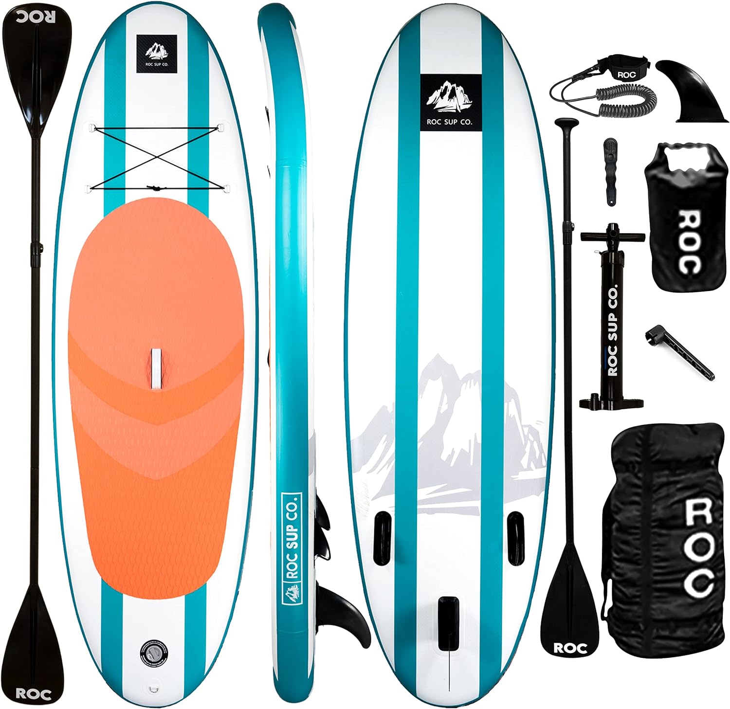 Roc Inflatable Stand Up Paddle Boards with Premium SUP Paddle Board Accessories, Wide Stable Design, Non-Slip Comfort Deck for Youth & Adults