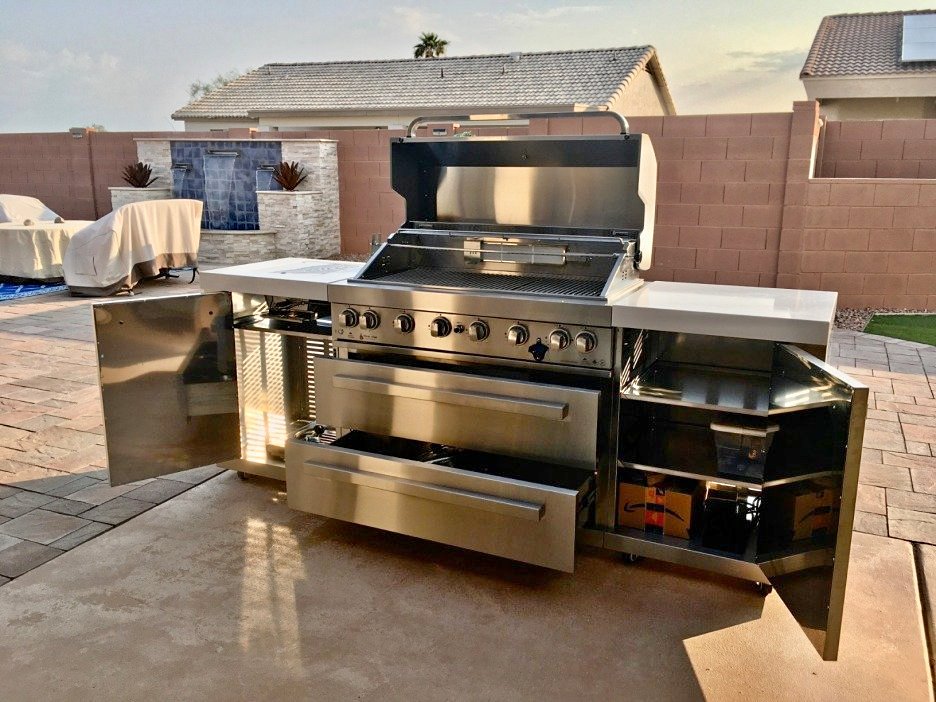 Mont Alpi MAI805 44 Outdoor Barbeque Island, 47x20x93 inches