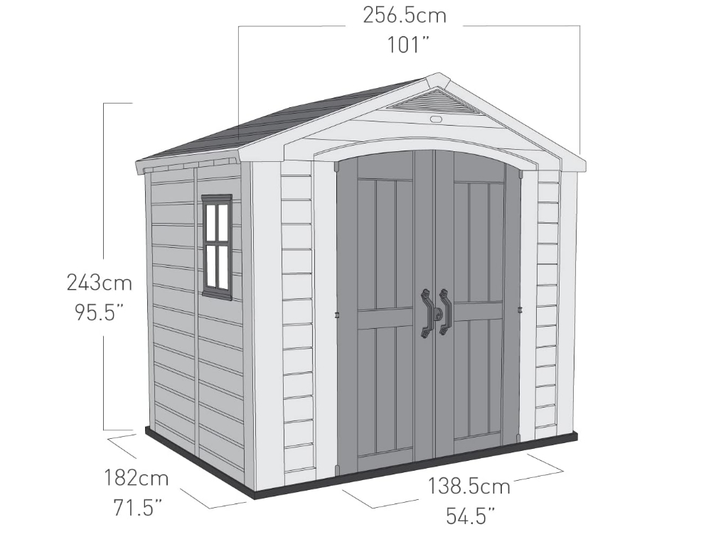 Keter Factor 8 x 6 ft Outdoor Storage Shed, Beige/Brown