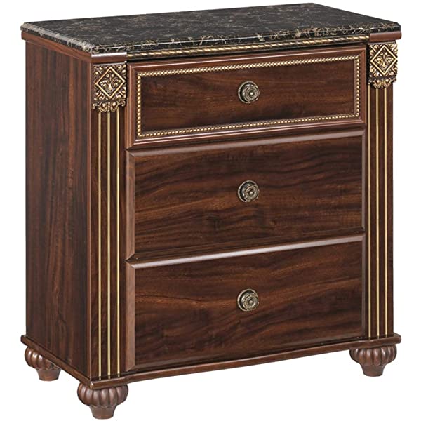 Signature Design by Ashley Leahlyn Traditional 2 Drawer Nightstand, Warm Brown, 25