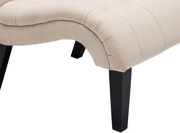 Yongqiang Set of 2 Accent Chair for Living Room Bedroom Upholstered Tufted Curved Backrest Casual Fabric Chairs with Wood Legs Cream