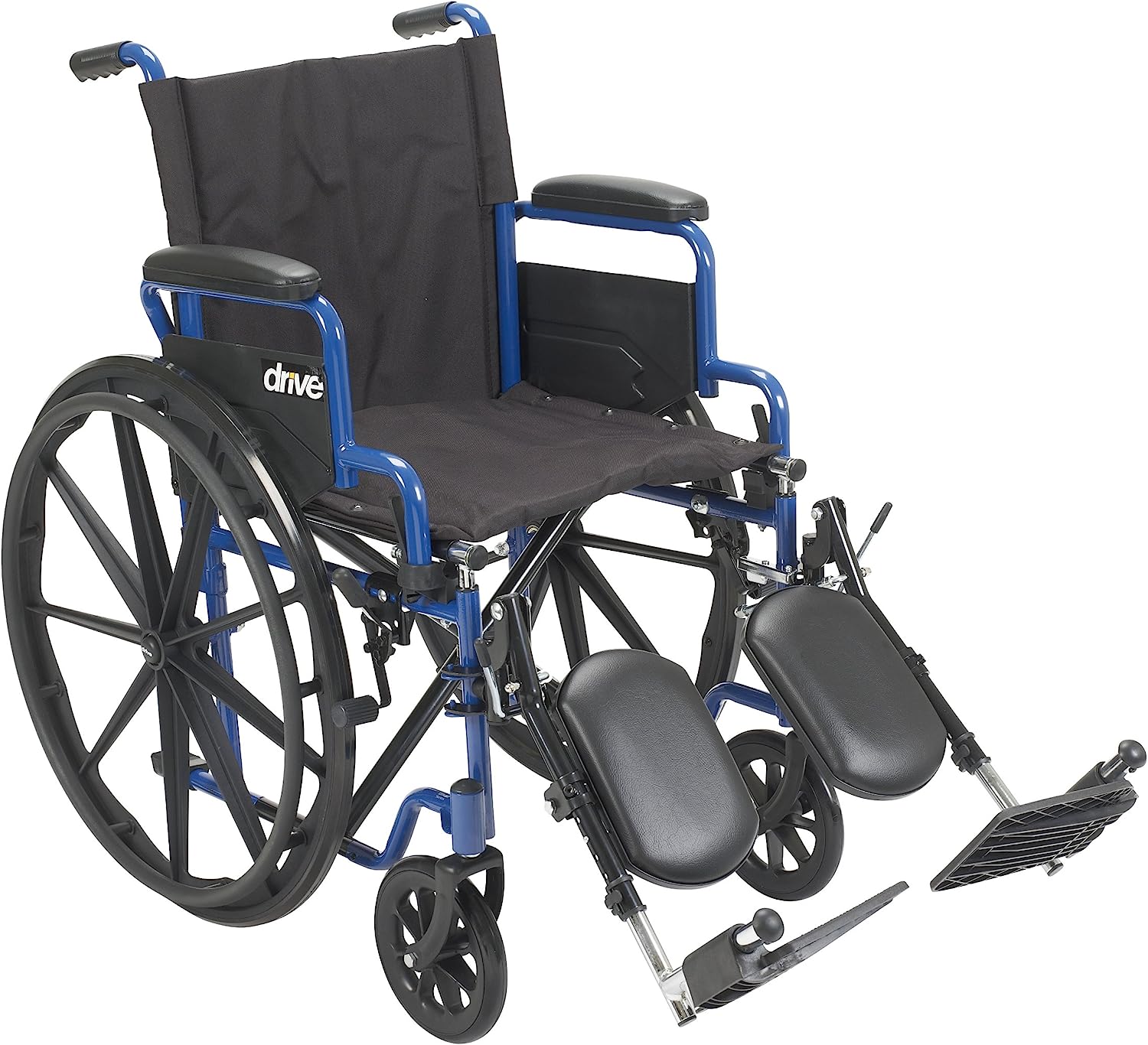 Drive Medical BLS18FBD-ELR Blue Streak Lightweight Wheelchair with Swing-Away Elevating Leg Rests and Flip-Back Arms