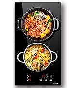 Noxton Induction Hob 2 Zone Double Electric Induction Cooker Black Crystal Panel, 9 Temperature S...