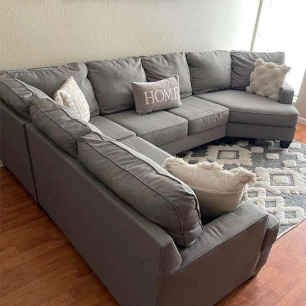 Modern Large Set L-shaped microfibre sofa with double-sided lounge Ottoman for living room furniture