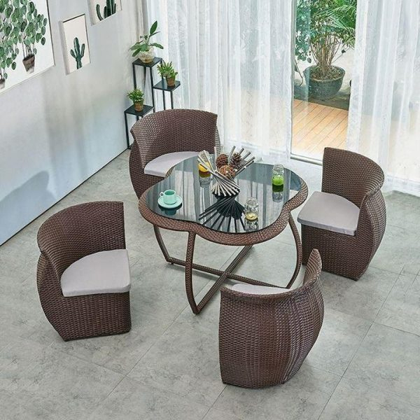 5-Piece Patio Furniture Dining Room Combination For Outdoor And Indoor