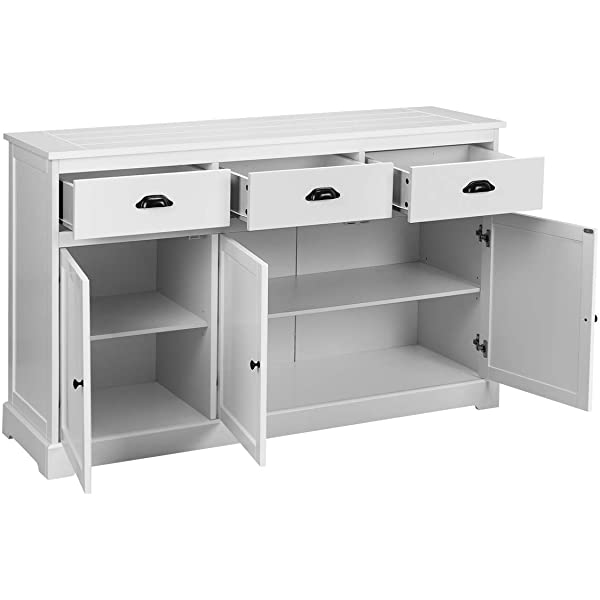 Giantex Sideboard Buffet Server Storage Cabinet Console Table Home Kitchen Dining Room Furniture Entryway Cupboard with 2 Cabinets and 3 Drawers Adjustable Shelves, White (White)