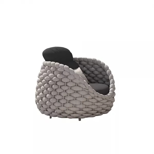 CLEARANCE SALE-4- PIECES TEXTILENE ROPE WOVEN OUTDOOR SECTIONAL SOFA SET WITH REMOVABLE CUSHION PILLOW