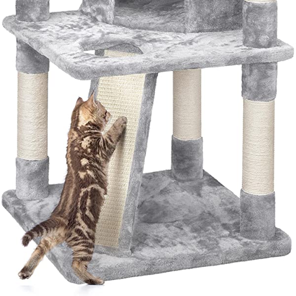 Yaheetech 68.5in Multi-Level Cat Tree Large Cat Condo with Sisal-Covered Platforms Scratching Board & Scratching Posts, Cozy Perches, Stable Cat Tower Cat Condo Pet Play House Dark Gray