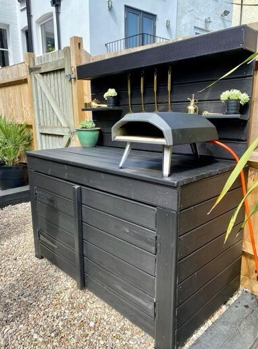 Outdoor Pizza oven kitchen pizza server BBQ table with full Cupboard