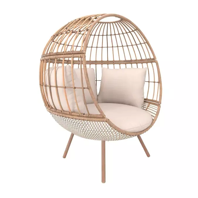 BRUMFIELD WOVEN TEAK METAL FRAME EGG CHAIR