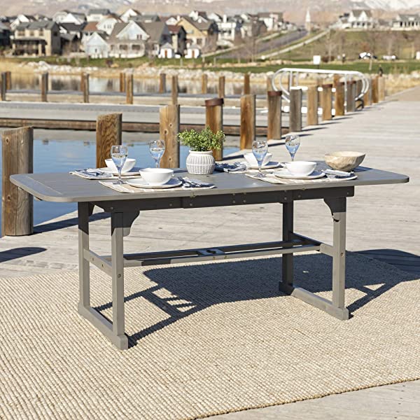 Walker Edison 5 Person Outdoor Wood Chevron Patio Furniture Dining Set Table Chairs Bench All Weather Backyard Conversation Garden Poolside Balcony, 4 Piece, Brown Brown 4 Piece Dining Set