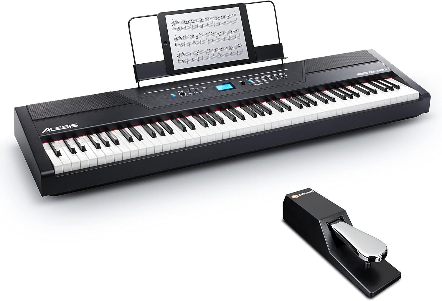 Alesis Recital Pro - Digital Piano Keyboard with 88 Weighted Hammer Action Keys, 12 Premium Voices and Built-In Speakers