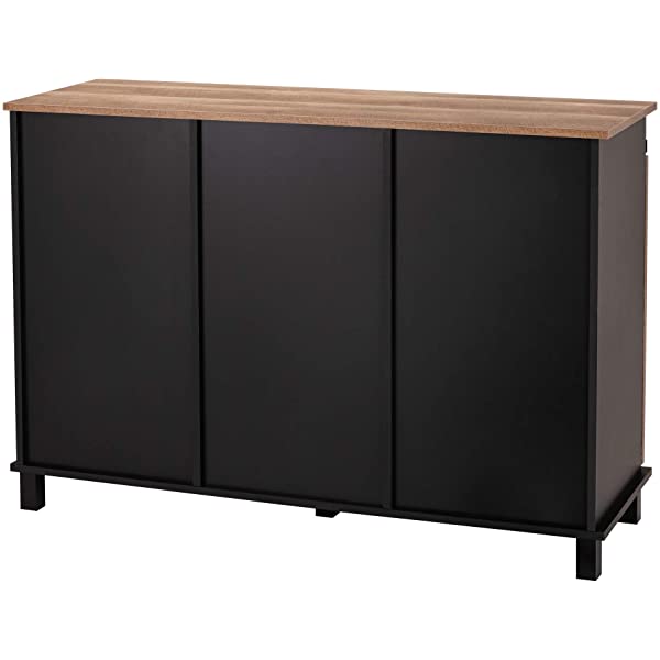 Glitzhome Wood Rustic Wine Cabinet 2-Sections Bar Cabinet with Wine Storage 31.5”L Sideboard Table with Drawers Wood Sideboard with Wine Display for Kitchen Dining Room 2 piece