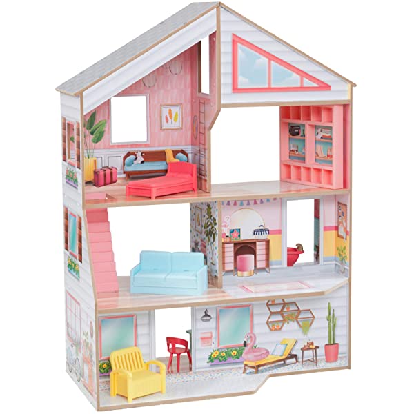 KidKraft Charlie Dollhouse with 10-Piece Accessory Set, Gift for Ages 3+