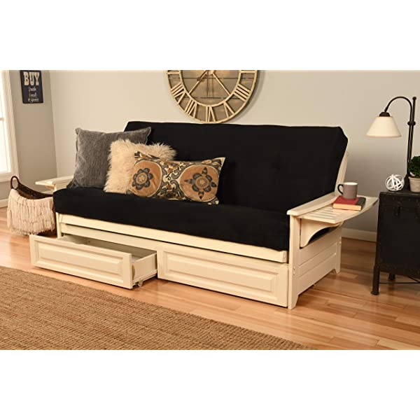 Kodiak Furniture Futon Set, Full, White Suede Navy