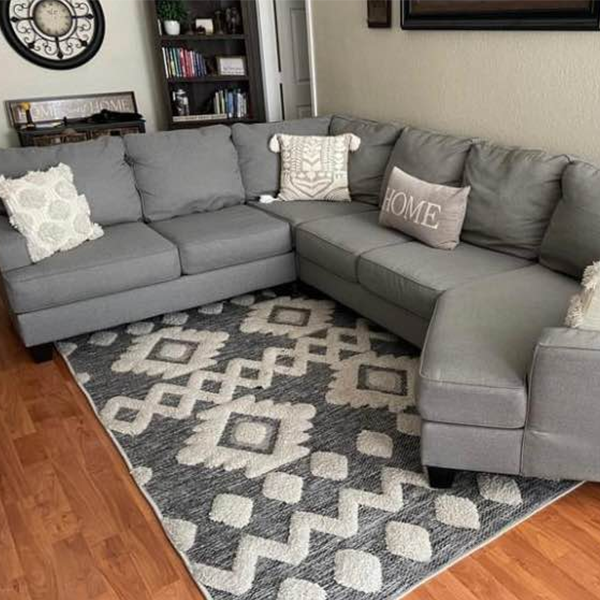 Modern Large Set L-shaped microfibre sofa with double-sided lounge Ottoman for living room furniture