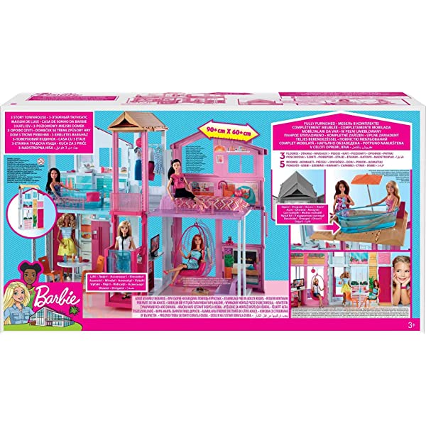 Barbie 3-Story House with Pop-Up Umbrella,