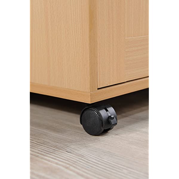 Hodedah Kitchen Island with Spice Rack, Towel Rack & Drawer, Black with Beech Top Black-beech