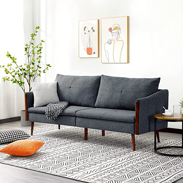 Vonanda Faux Leather Sofa Couch, Modern Tufted 3-Seater Sofa with Clean Lines and Upholstered Artificial Leather for Compact Living Space, Chestnut Brown 3-seater sofa Chestnut Brown