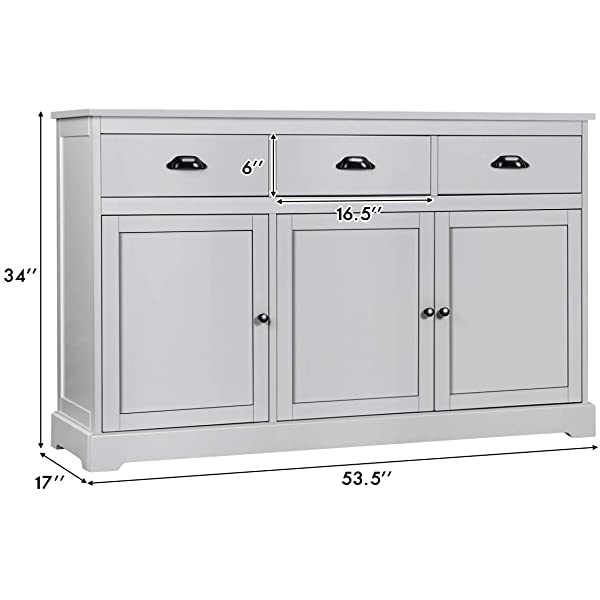 Giantex Sideboard Buffet Server Storage Cabinet Console Table Home Kitchen Dining Room Furniture Entryway Cupboard with 2 Cabinets and 3 Drawers Adjustable Shelves, White (White)
